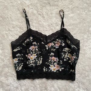 Dee Elly American Eagle Lace Trim Cropped Tank Top